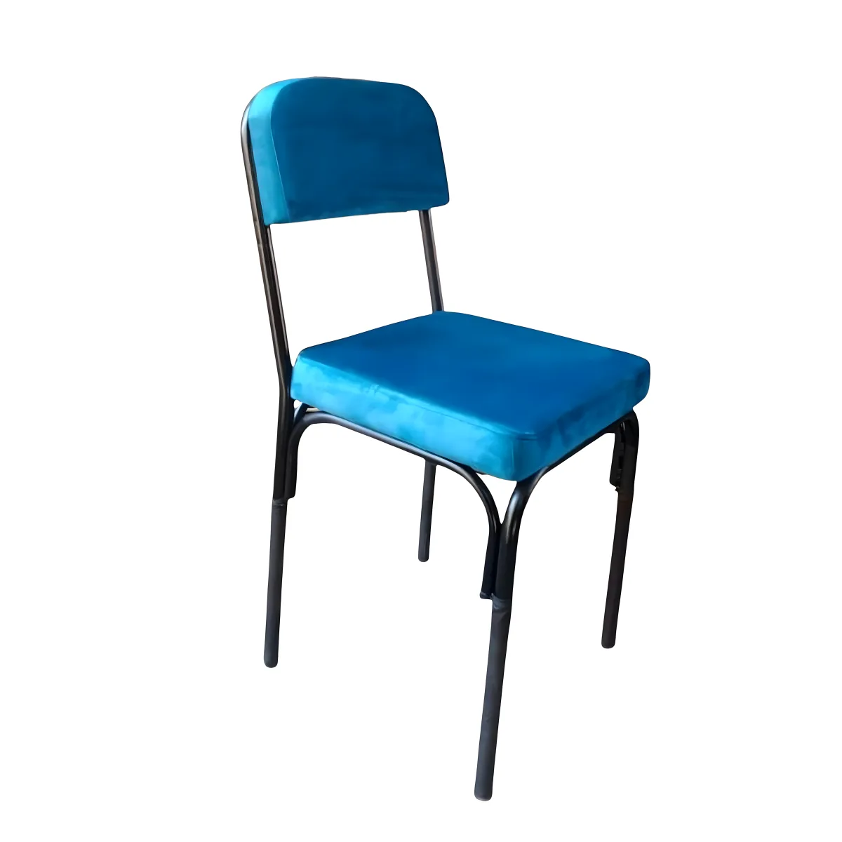 Turquoise Padded Cushion Metal Frame Dining Chair