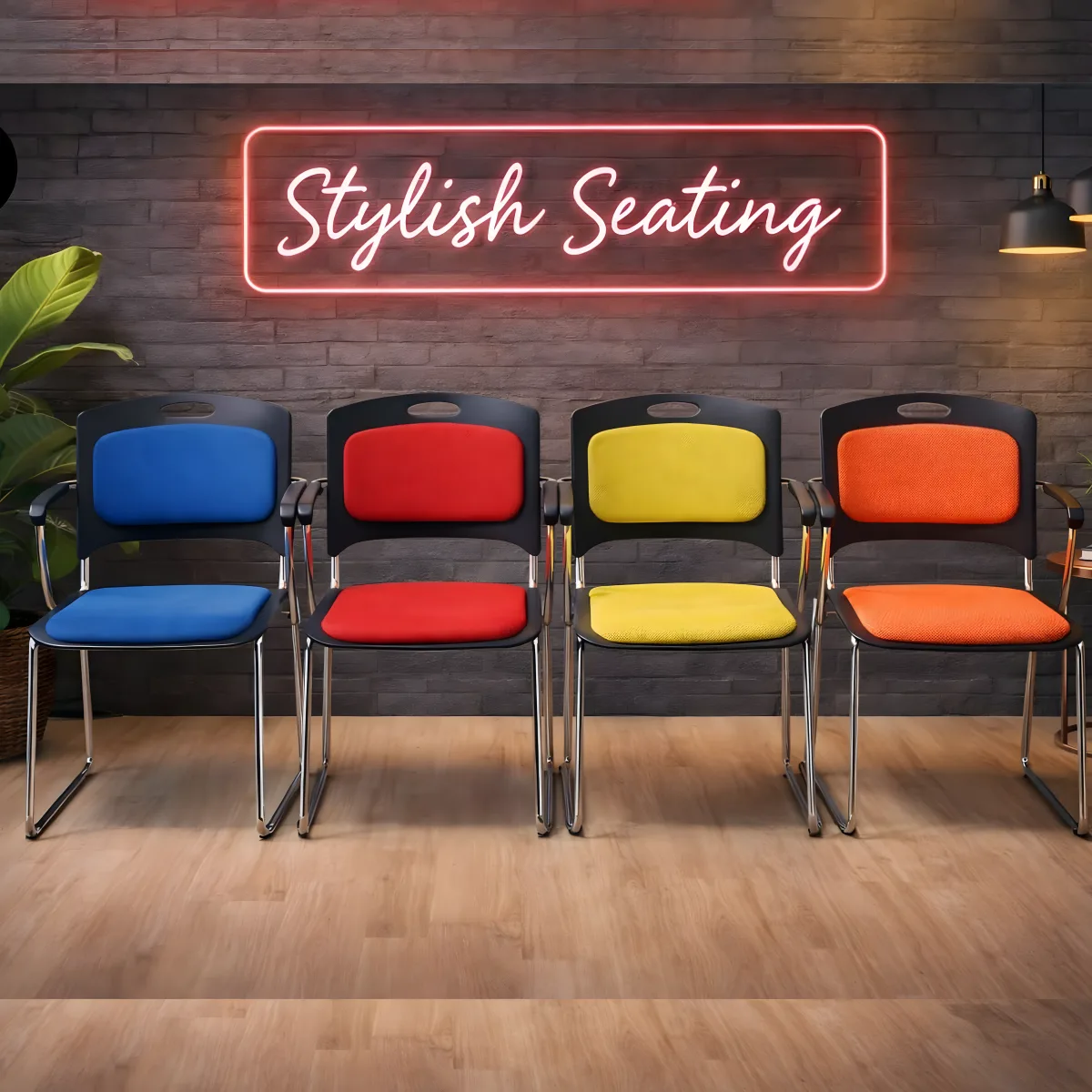 Multicolor Sled Base Stackable Office Visitor Chair